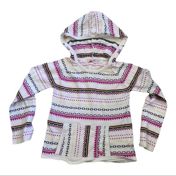 Roxy Teenie Wahine Girls Aztec Print Pullover Hoodie Sweater Size 6 Large - Picture 1 of 3